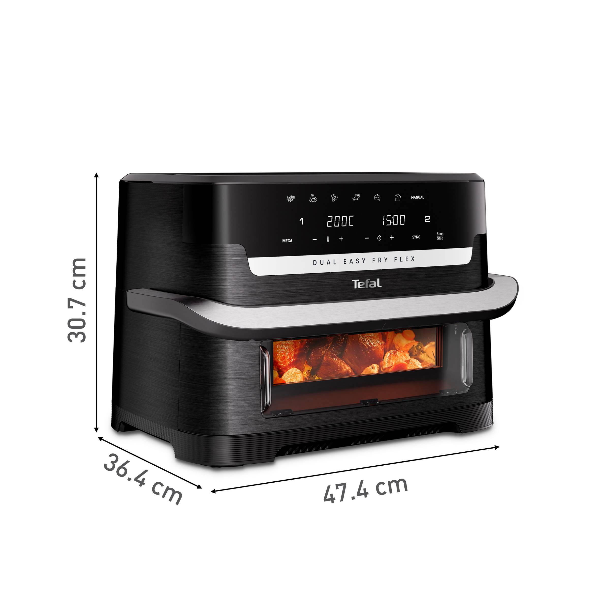 Forrólevegős fritőz Tefal Dual Easy Fry Flex EY9228E0 Fekete