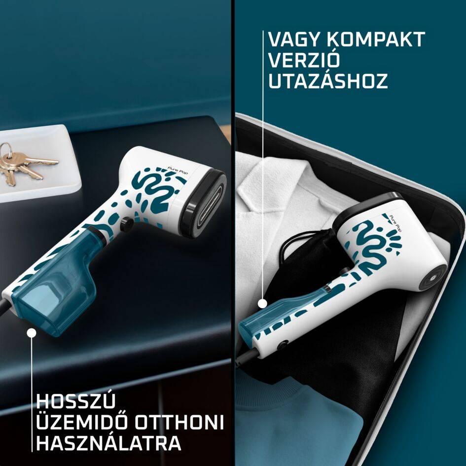 Kézi ruhagőzölő Tefal Pure POP Home & Travel DT2040E1 Fehér/Kék