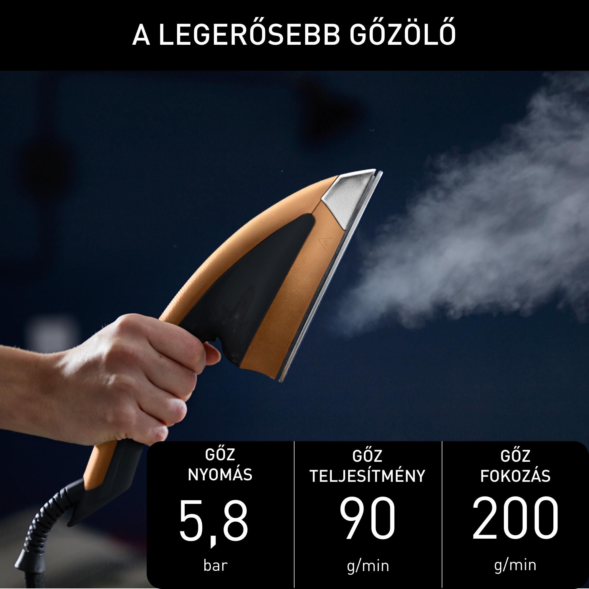 Ruhagőzölő Tefal Ixeo Power QT2020E0 Réz/Fekete