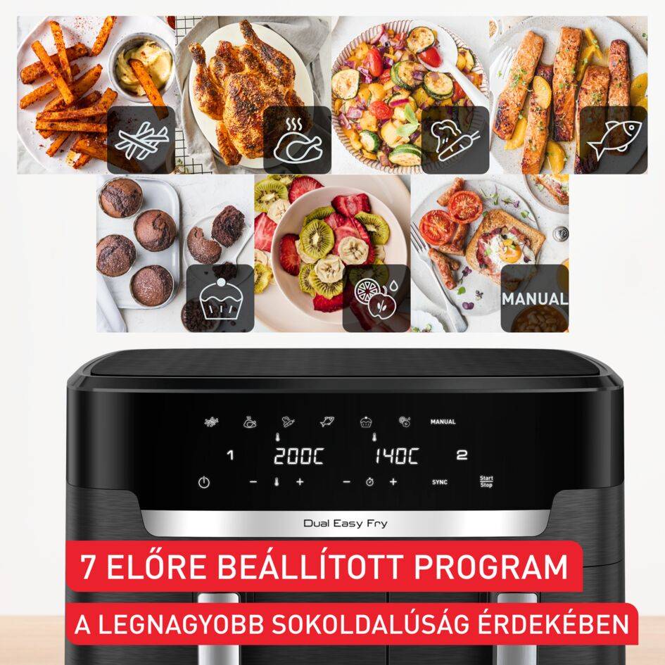 Tefal EY9428E0 Easy Fry Dual XXL légkeveréses fritőz 11 literes
