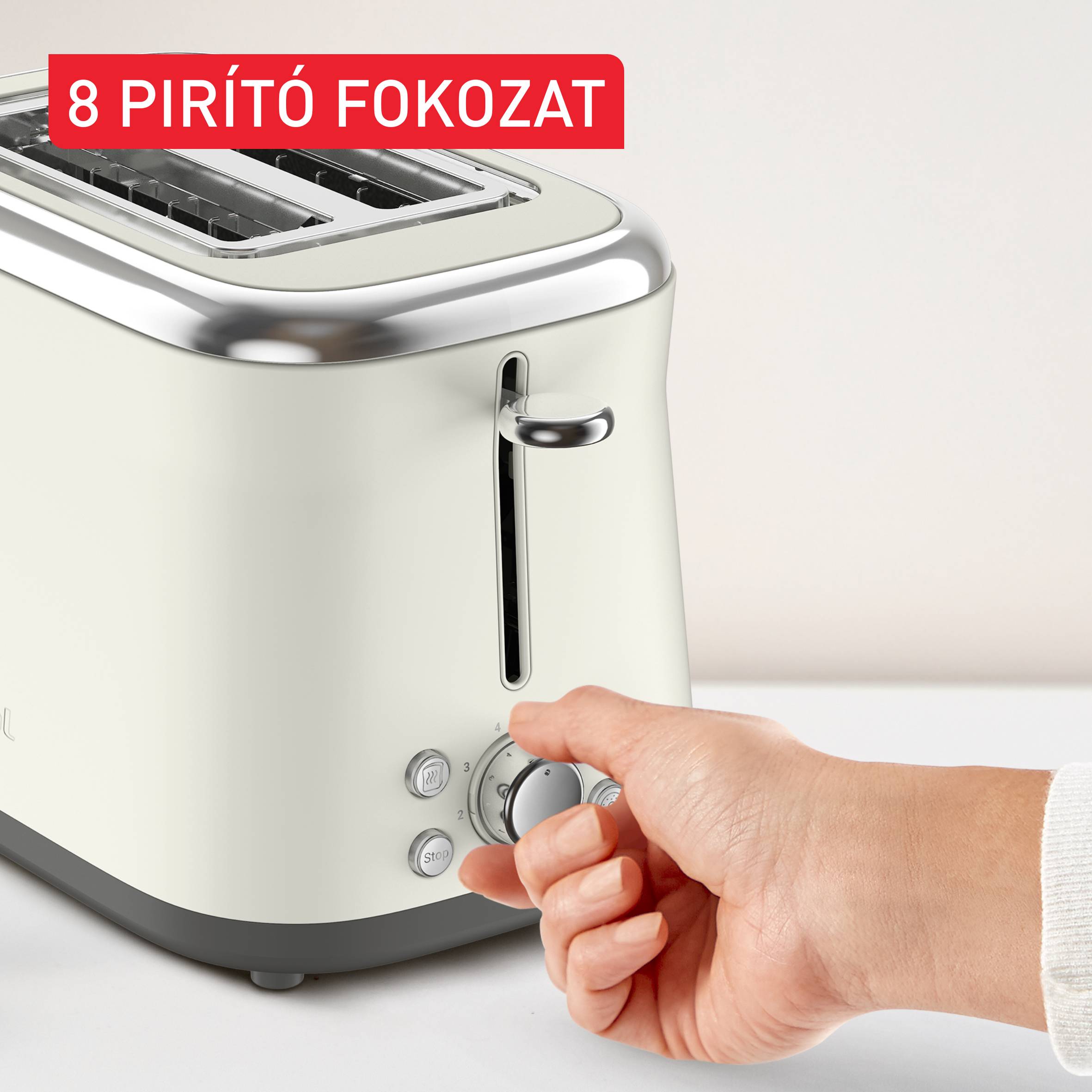 Tefal Collection retro kenyérpirító, rozsdamentes acél krémszínű TT720AE0