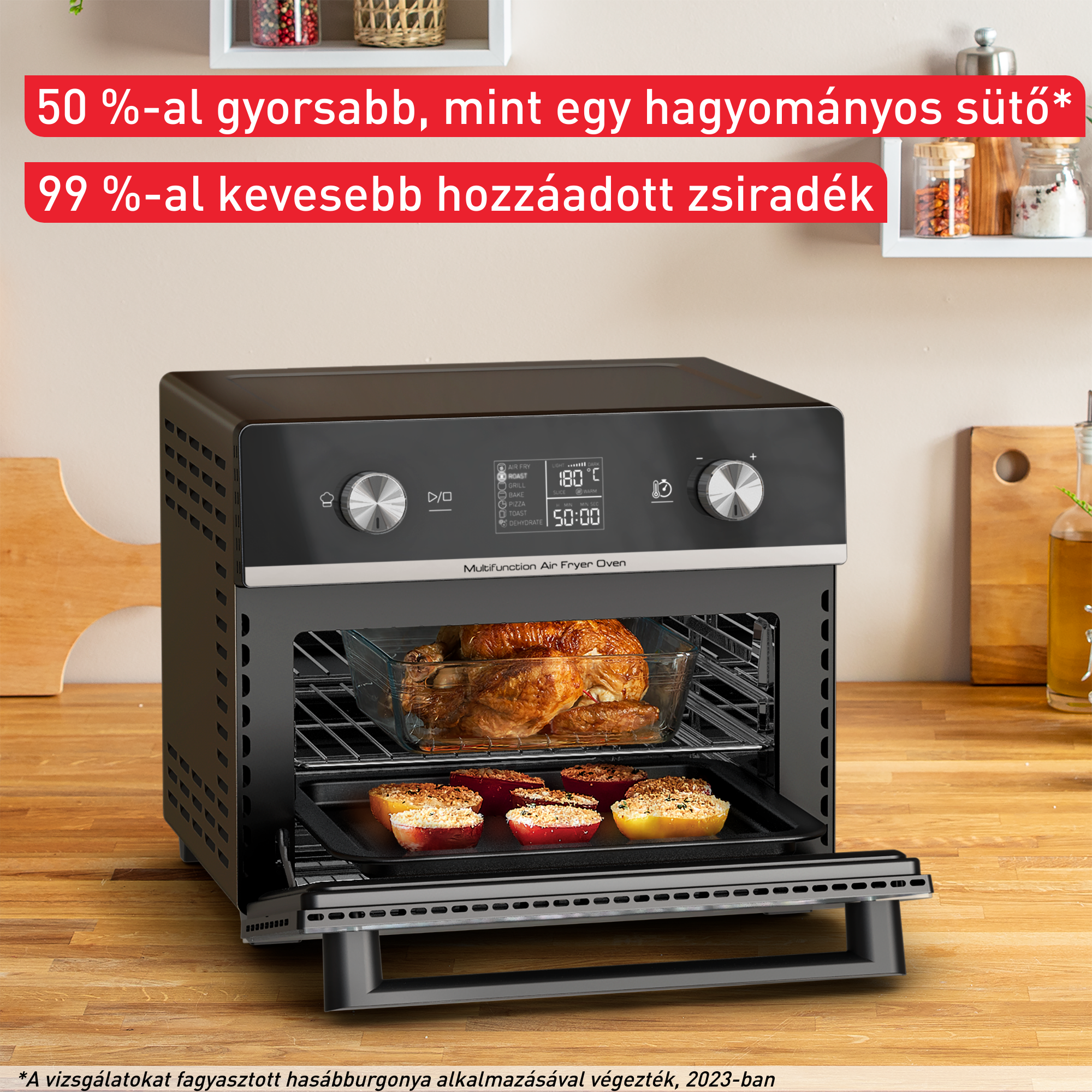 Nagyméretű, családi légkeveréses fritőz és multifunkciós sütő Tefal Easy Fry 20 l FW606810