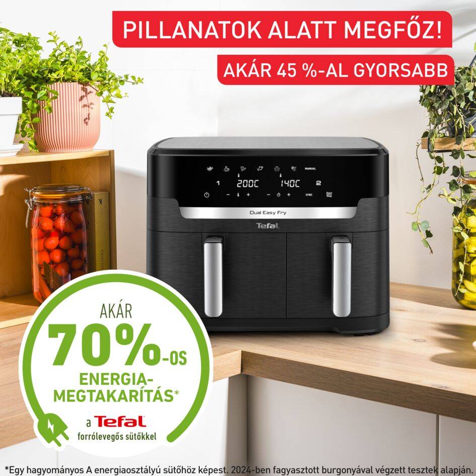 Tefal EY9428E0 Easy Fry Dual XXL légkeveréses fritőz 11 literes