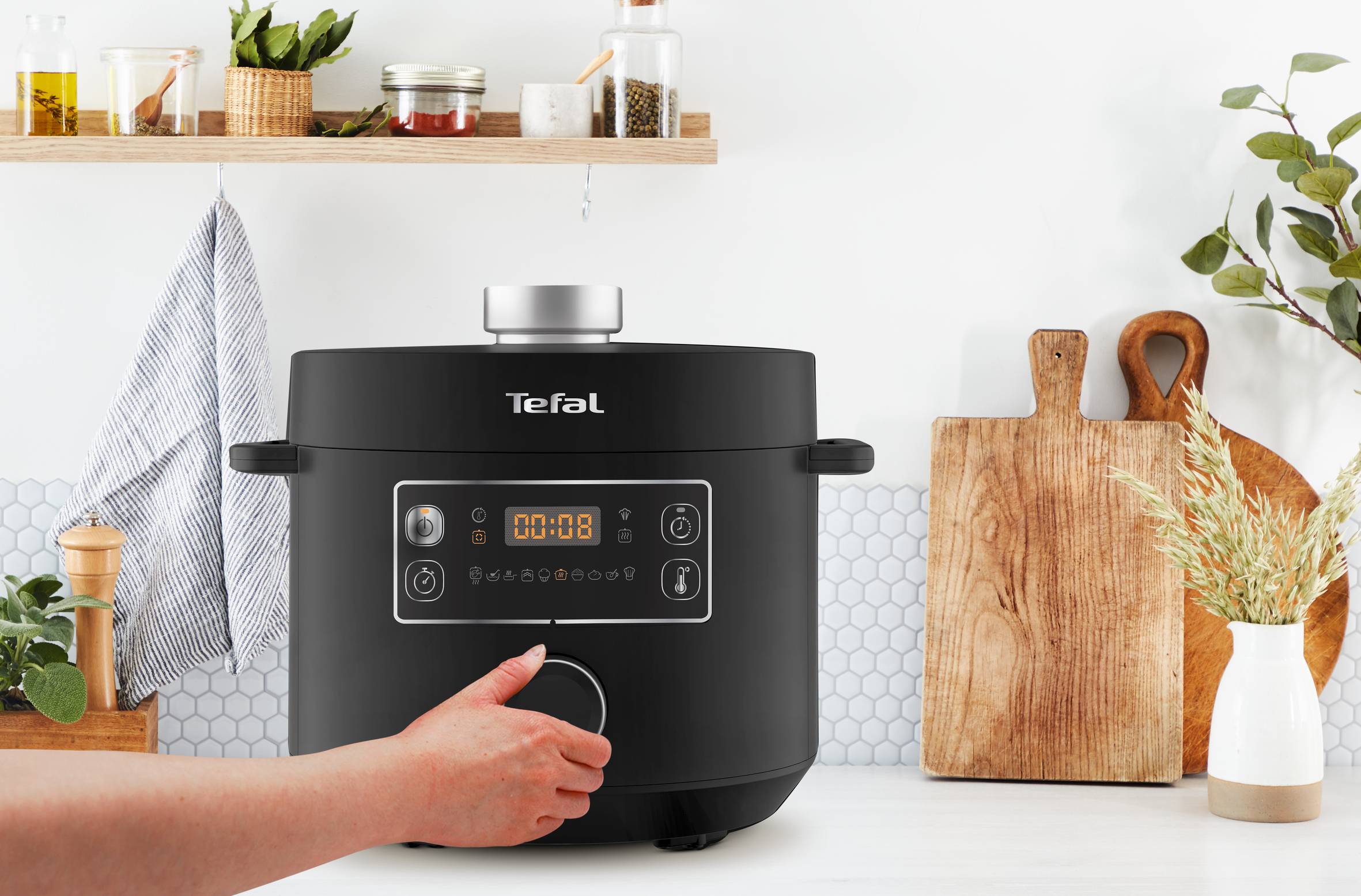Többfunkciós elektromos kukta Tefal Turbo Cuisine CY754830 Fekete