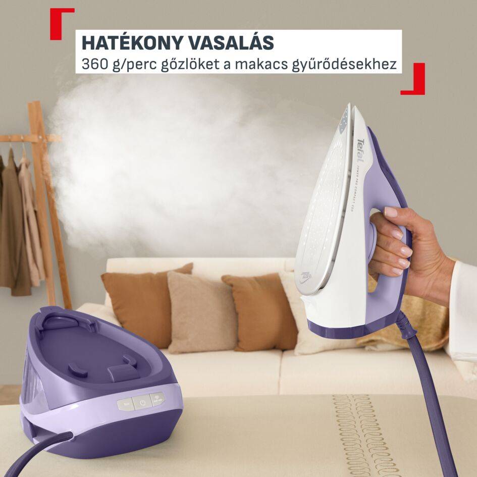 Tefal Power Pro Compact 200 gőzállomás, gyors vasalás és kompakt dizájn