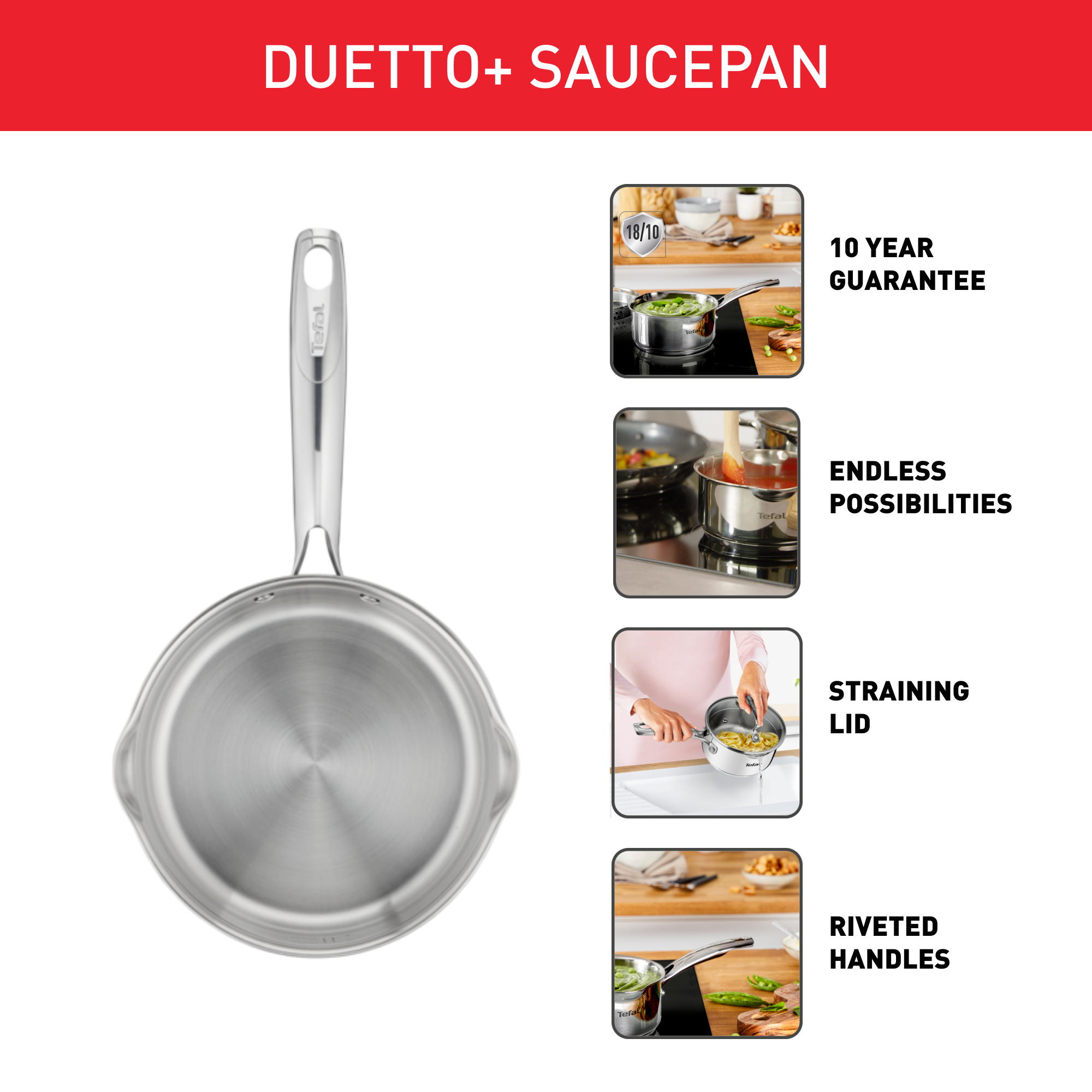 Szószos edények Tefal Duetto+ 18 cm G7192356