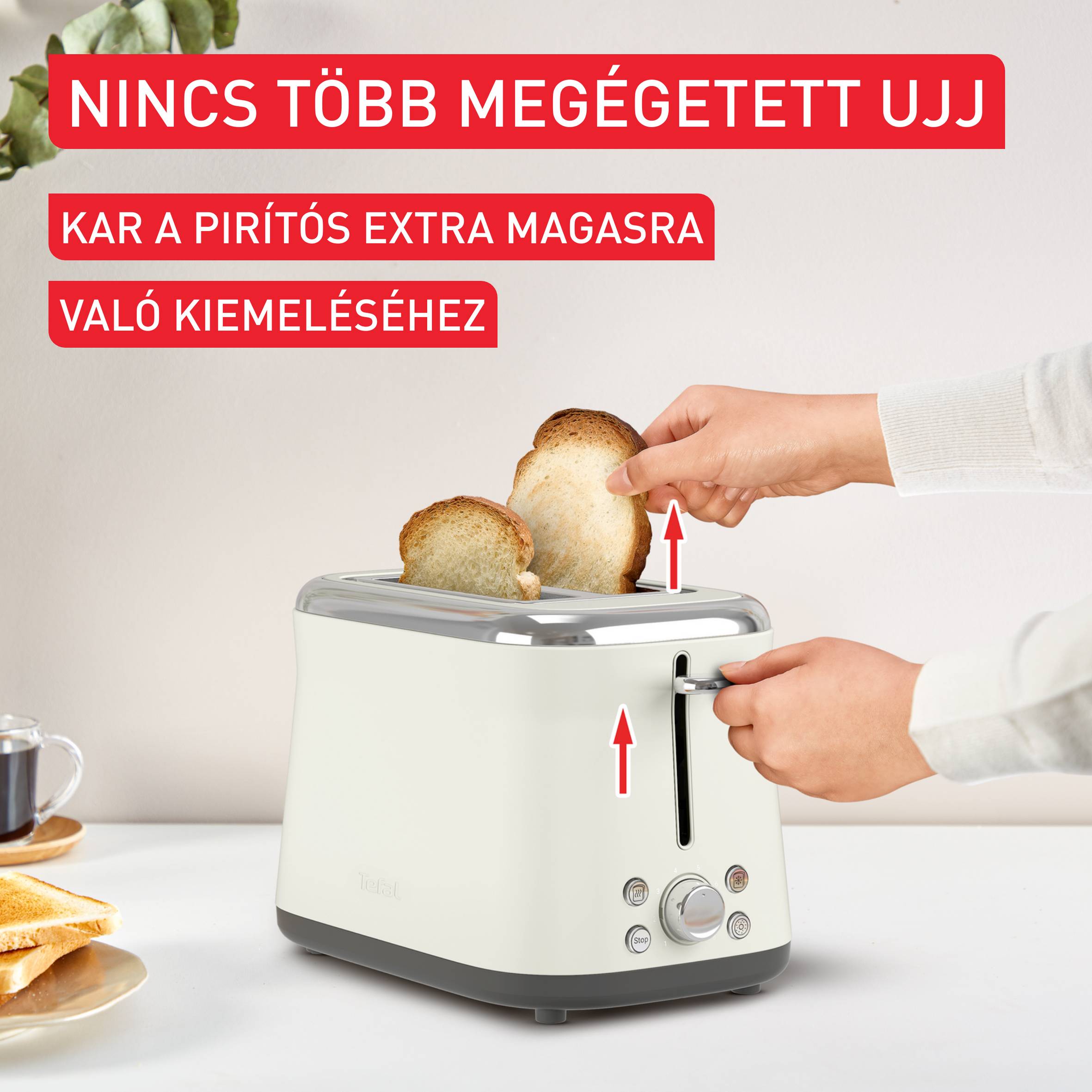 Tefal Collection retro kenyérpirító, rozsdamentes acél krémszínű TT720AE0