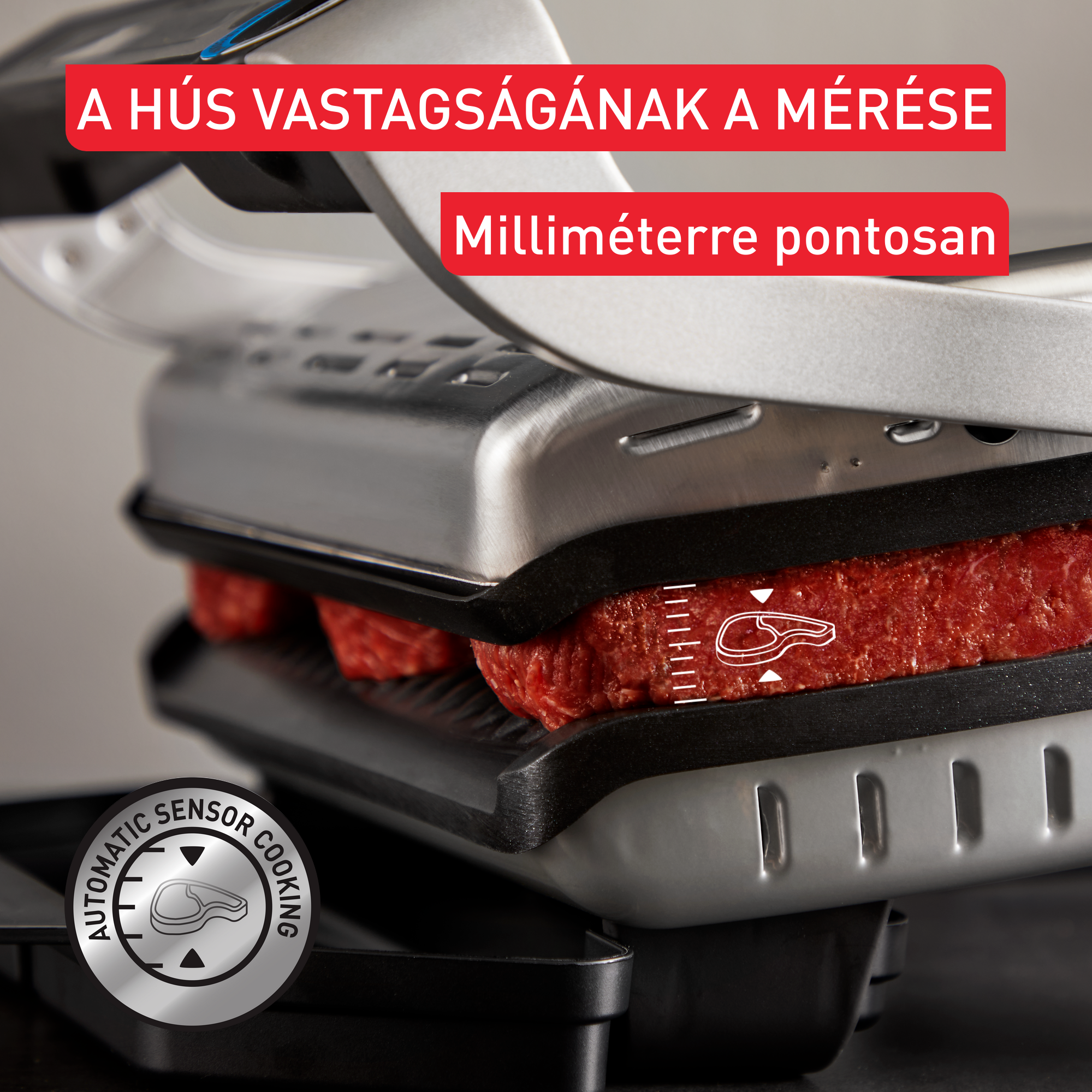 Tefal OptiGrill+ XL, intelligens elektromos kontaktgrill a tökéletes eredményekért, nincs szükség a főzés felügyeletére, 9﻿ ﻿automatikus program