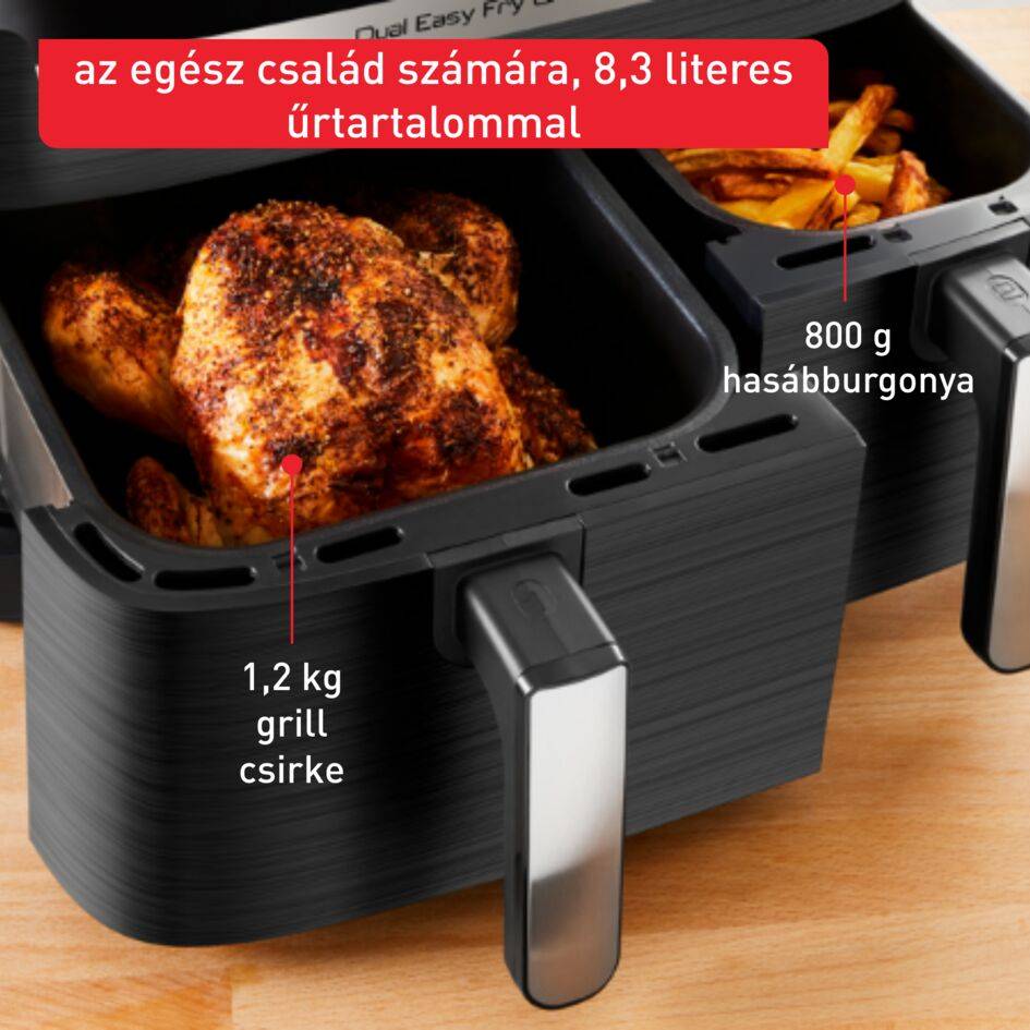 Forrólevegős fritőz Tefal Dual Easy Fry & Grill EY905B10 Fekete