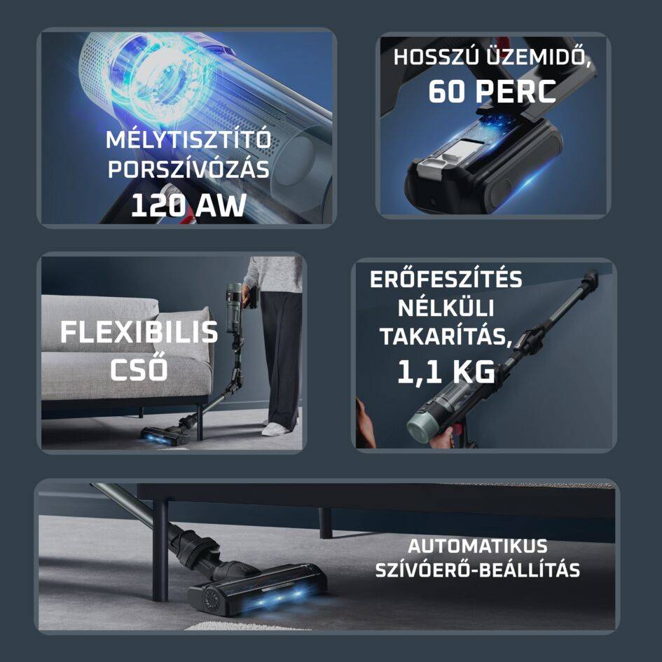 RH7A35E0 X-Force Flex 10.80 Allergy Auto 3 az 1-ben rúdporszívó, Rowenta, 120 AW