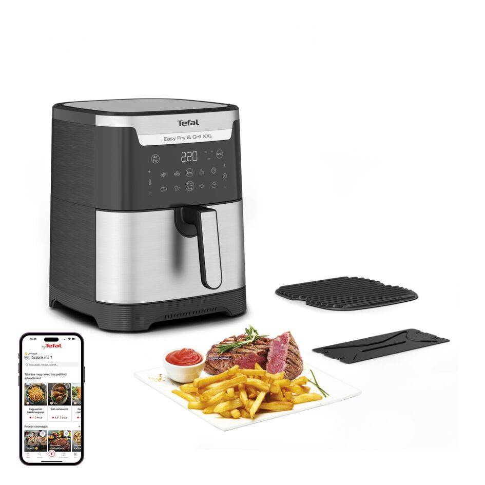 Forrólevegős fritőz Tefal Easy Fry & Grill 2az1-ben EY801D15 Fekete/Rozsdamentes