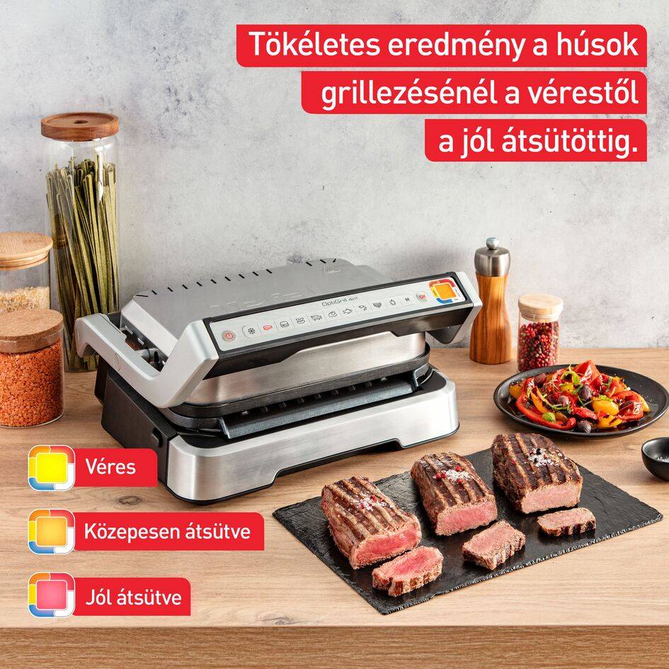 Elektromos grill Tefal OptiGrill 2az1-ben Inox GC772D30 Ezüst/Fekete