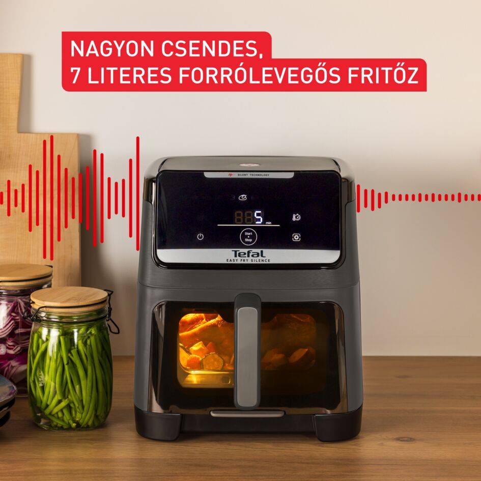 EY846HE0, Tefal Easy Fry Silence, csendes forrólevegős fritőz, 7 literes, sötétszürke