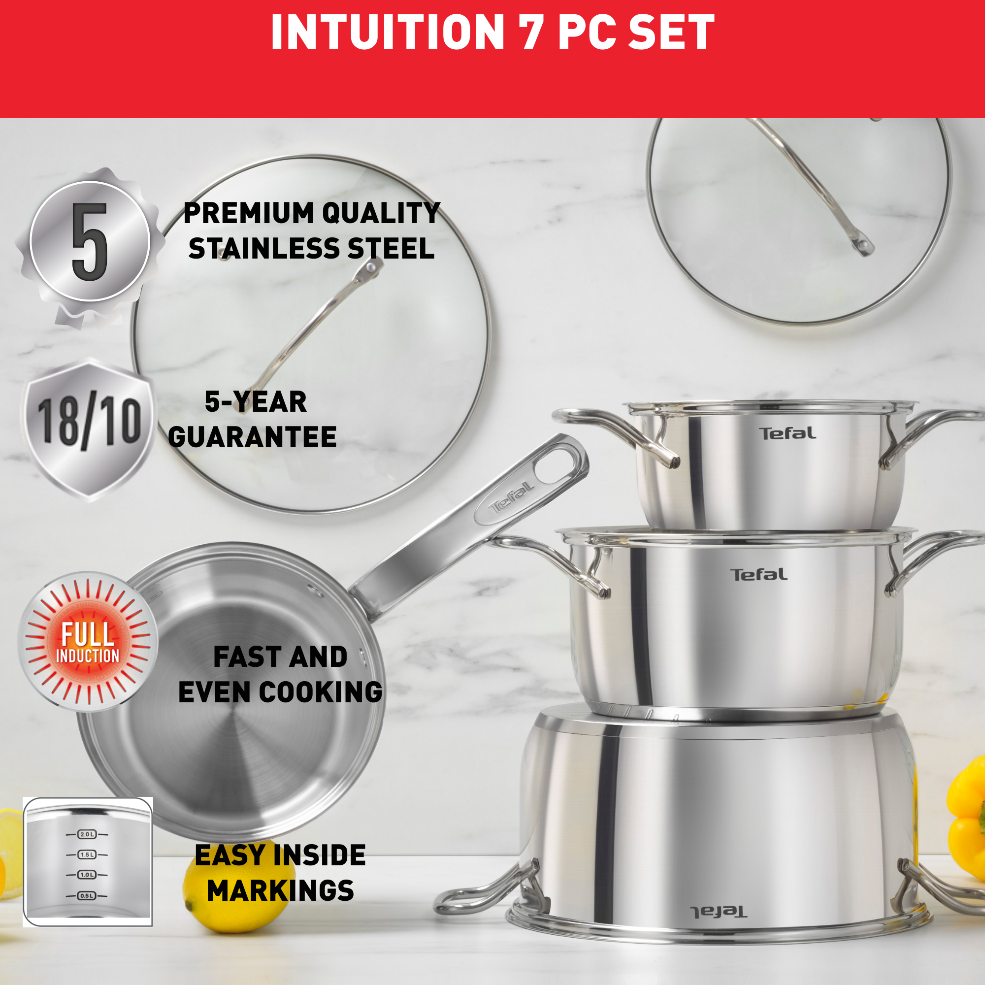 Edényszett Tefal Intuition B864S734 7 ks