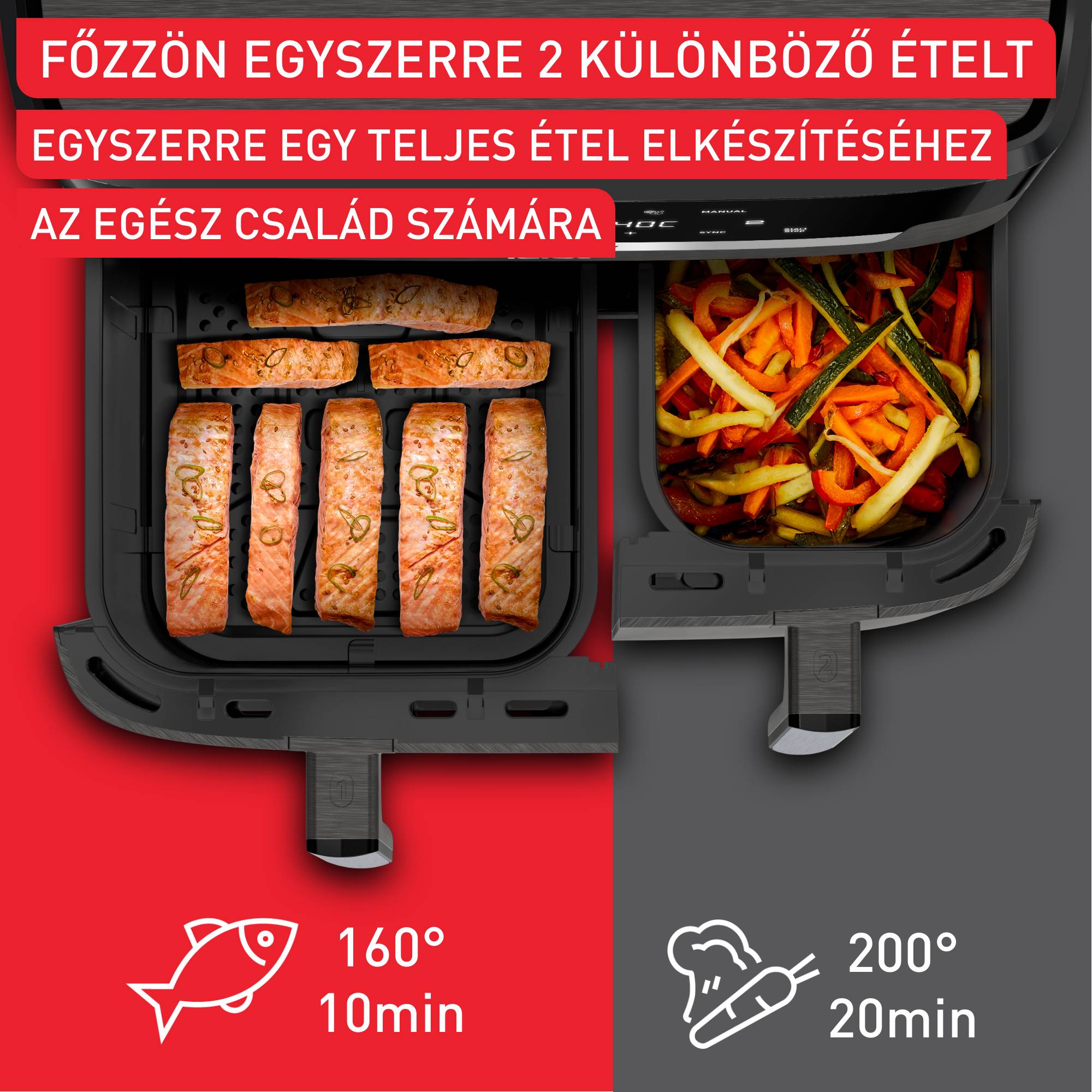 EY942HE0 Easy Fry Dual XXL légkeveréses fritőz Tefal 11 l