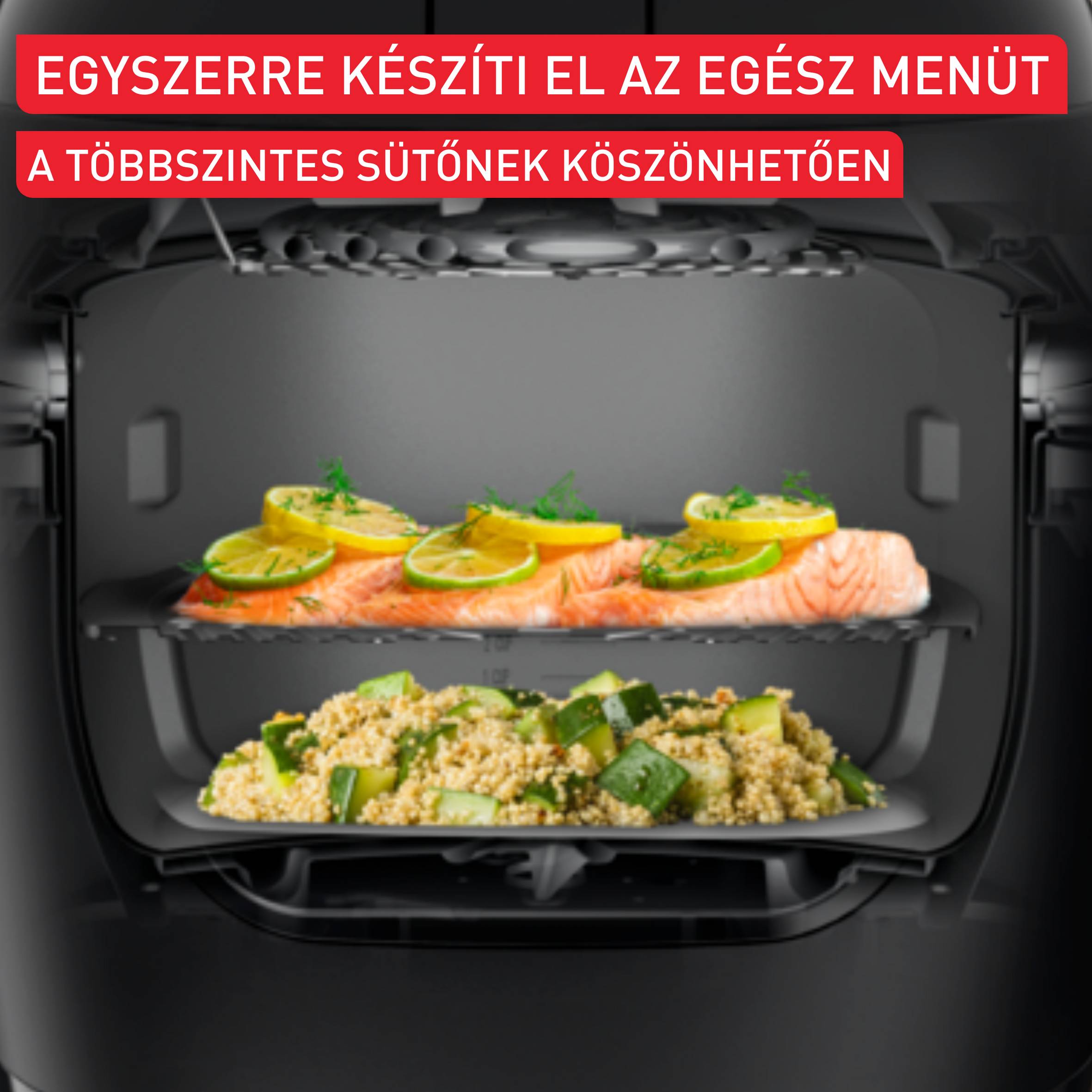 MY731BF0, Multifunkcionális edény és Tefal Multicook & Fry forrólevegős sütő, szürke