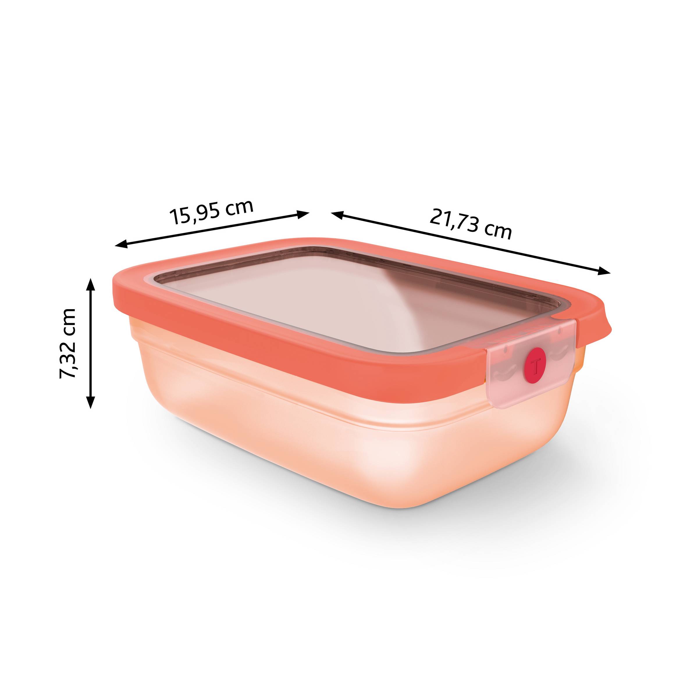 N1210810 Téglalap alakú ételtároló doboz, oneClick, Tefal, narancssárga, 1,2 l