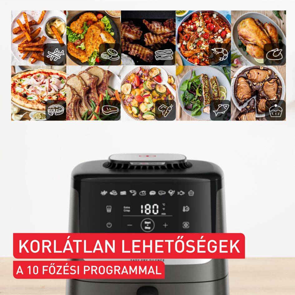 Csendes légkeveréses fritőz  Tefal Easy Fry Silence Coal EY551HE0 Sötét szürke