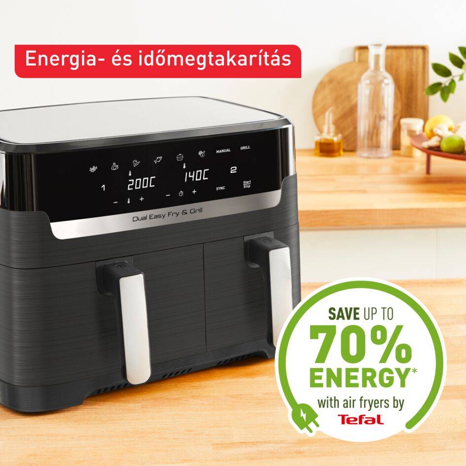 Forrólevegős fritőz Tefal Dual Easy Fry & Grill EY905B10 Fekete