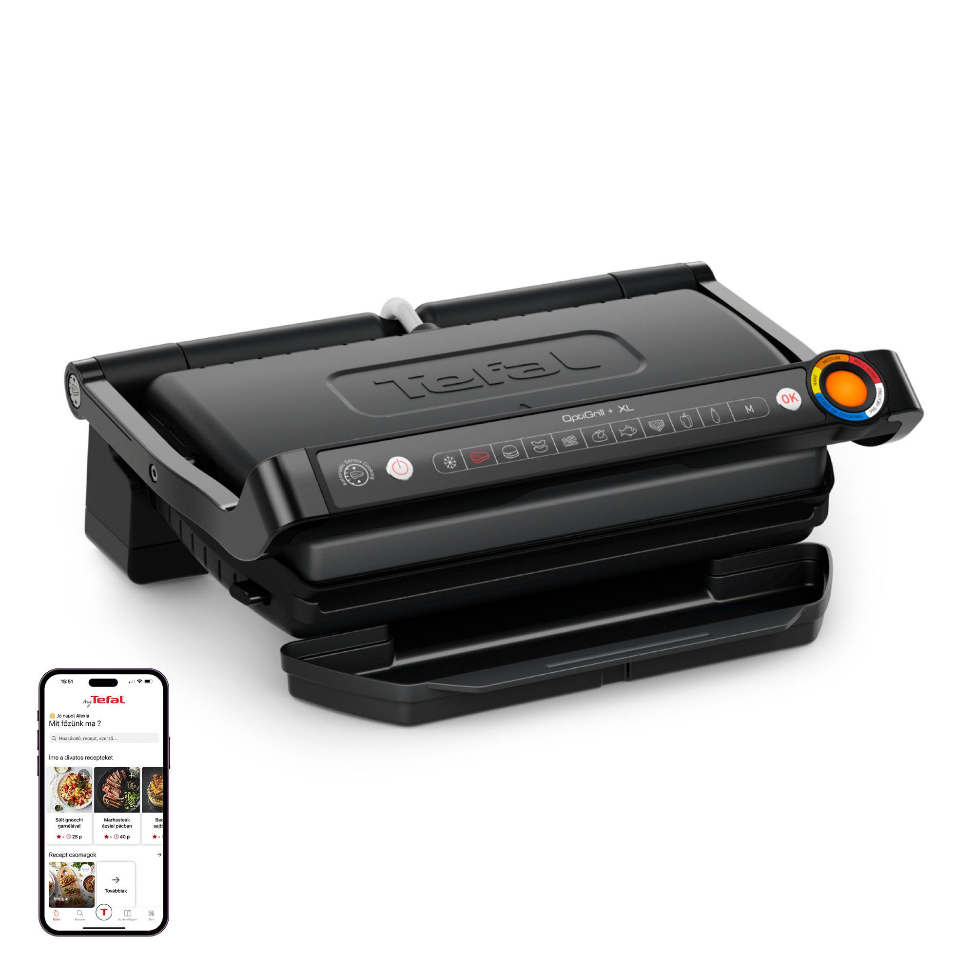 Intelligens elektromos kontaktgrill Tefal OptiGrill+ XL GC727810