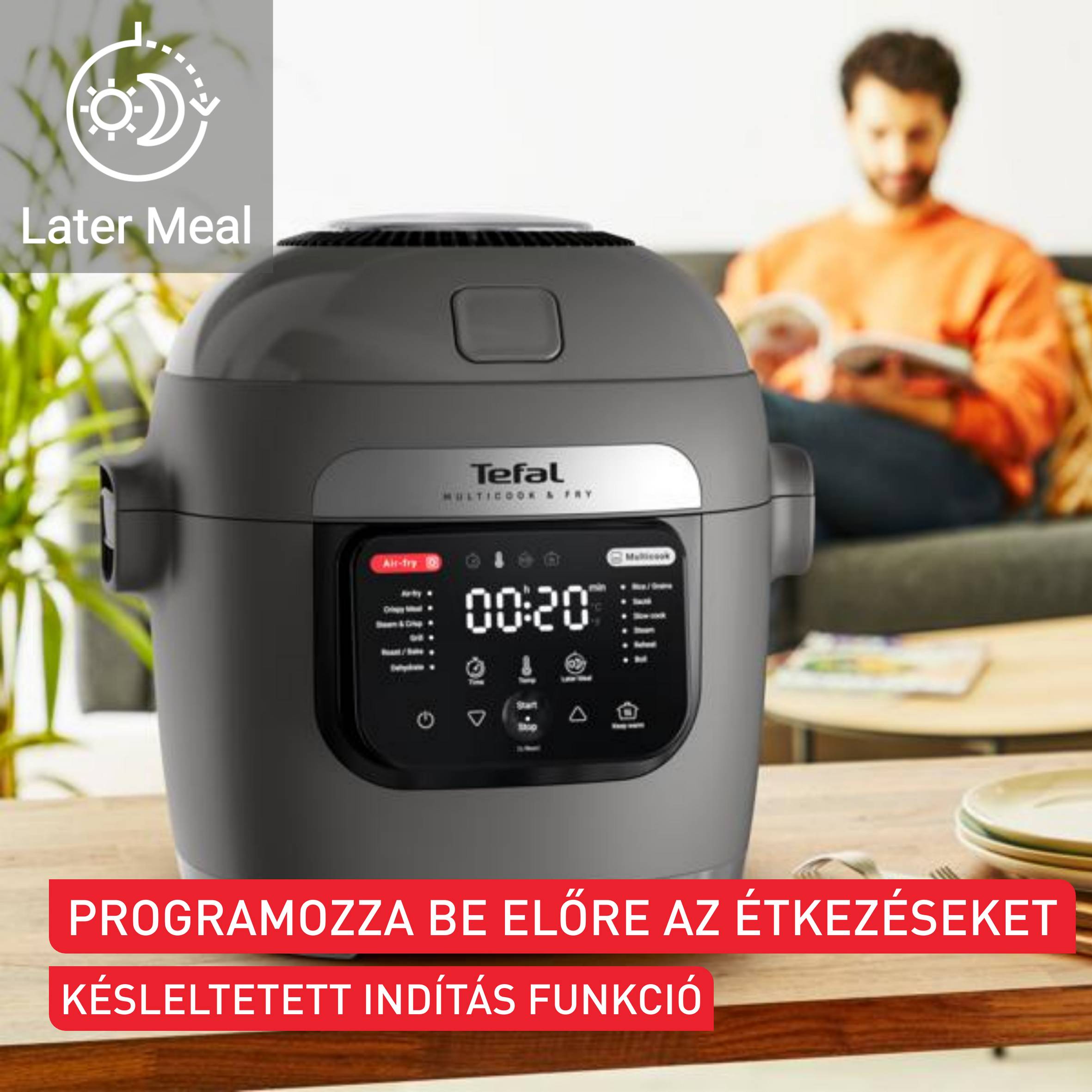 MY731BF0, Multifunkcionális edény és Tefal Multicook & Fry forrólevegős sütő, szürke