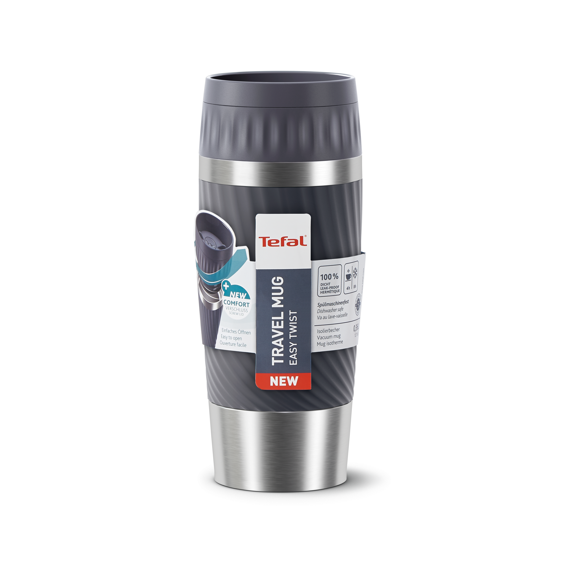 Termosz Tefal Easy Twist Mug N2011510 Szürke 0,36 l