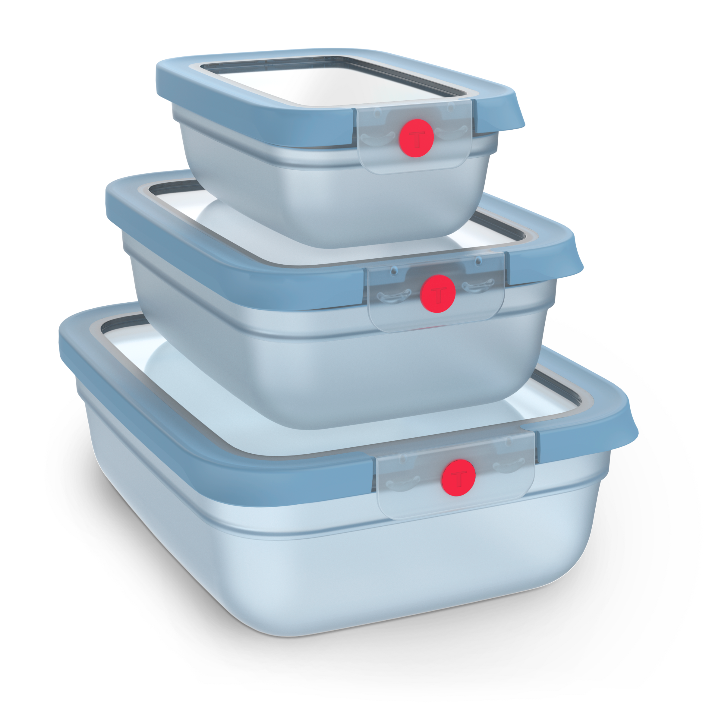 N1230210 oneClick élelmiszer-tároló dobozok Tefal 3 darabos szett kék