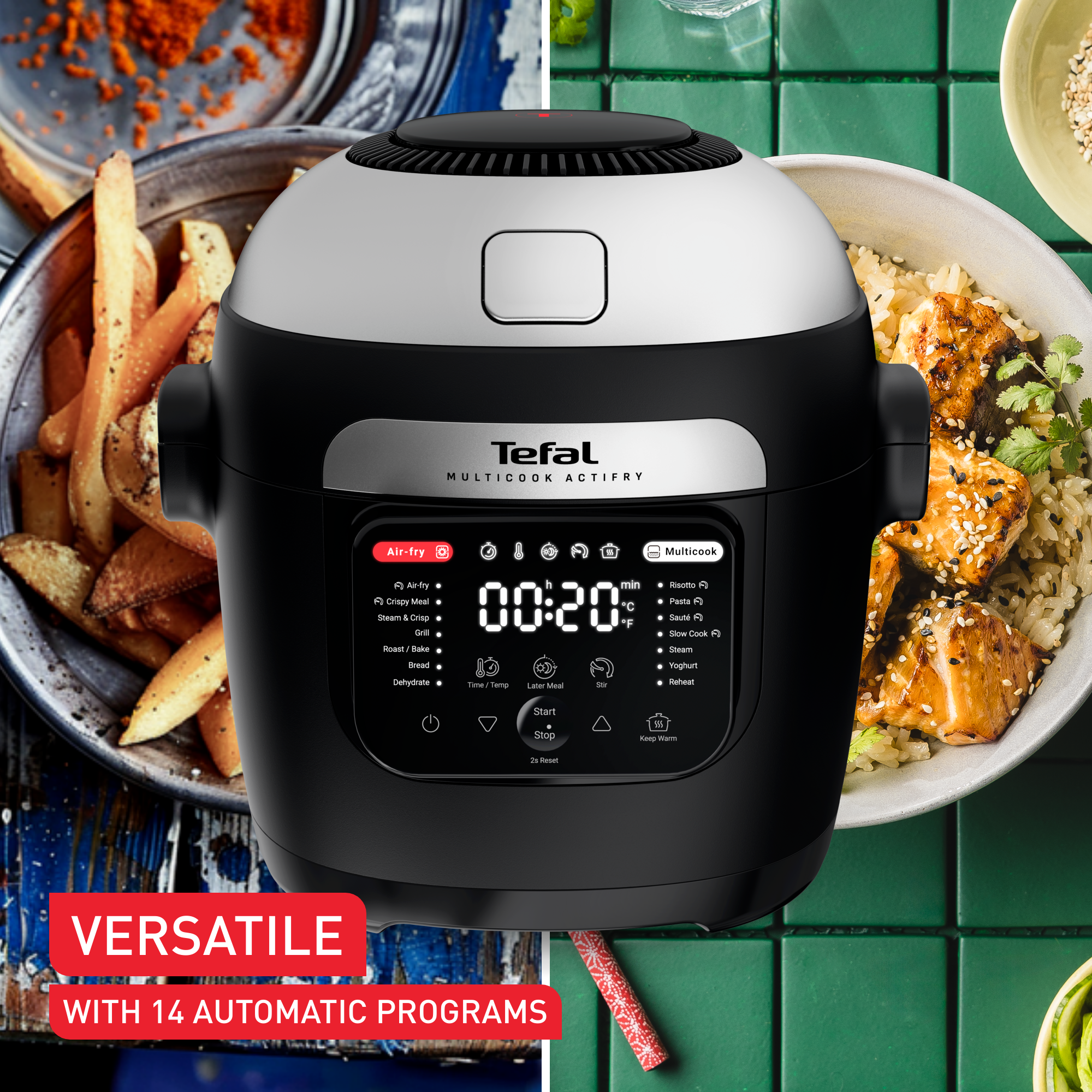 MY741CF0 Multicook Actifry multifunkciós főzőedény és forrólevegős sütő Tefal