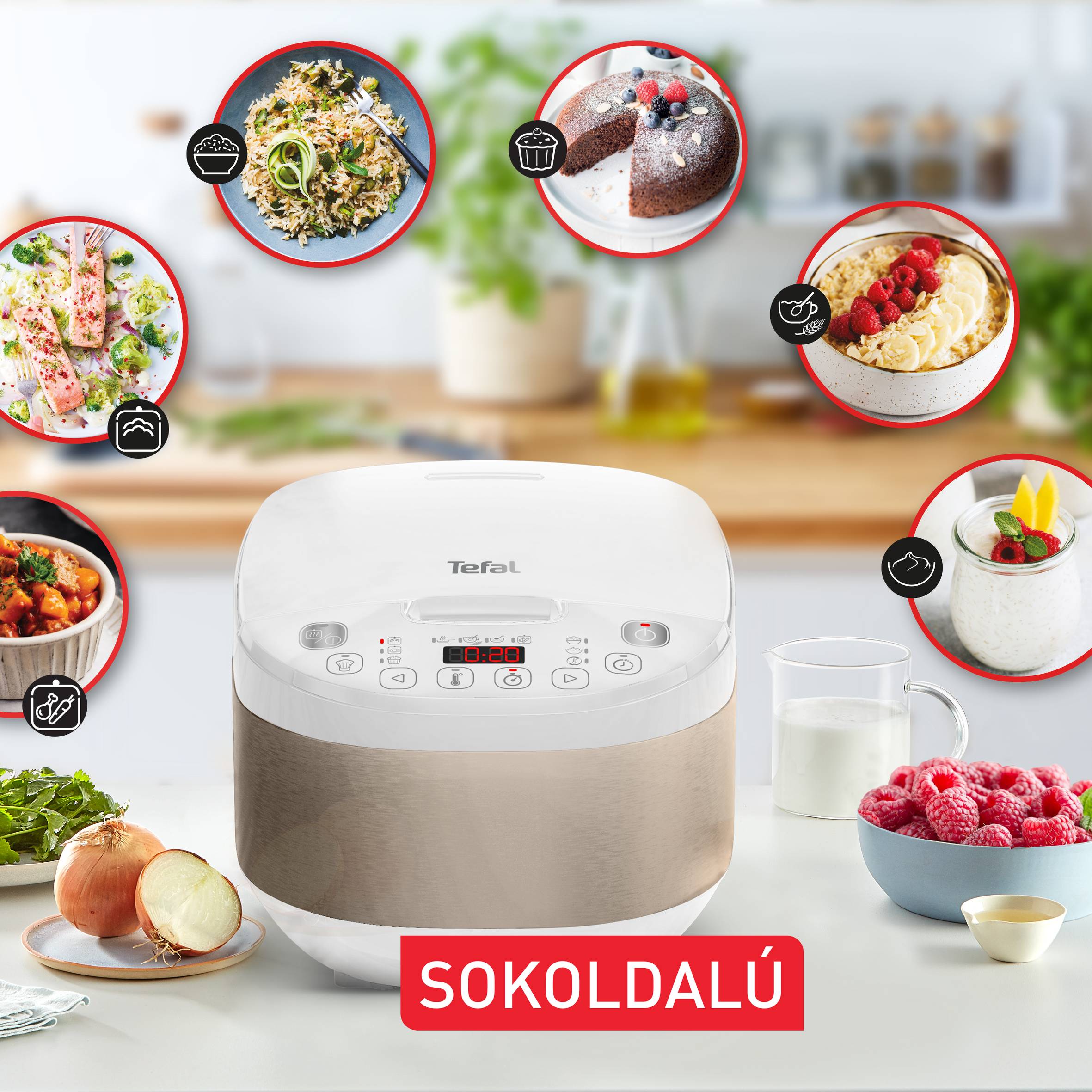 Tefal Simply Cook Plus multifunkciós elektromos főzőedény, ezüst/fehér, RK6221E1