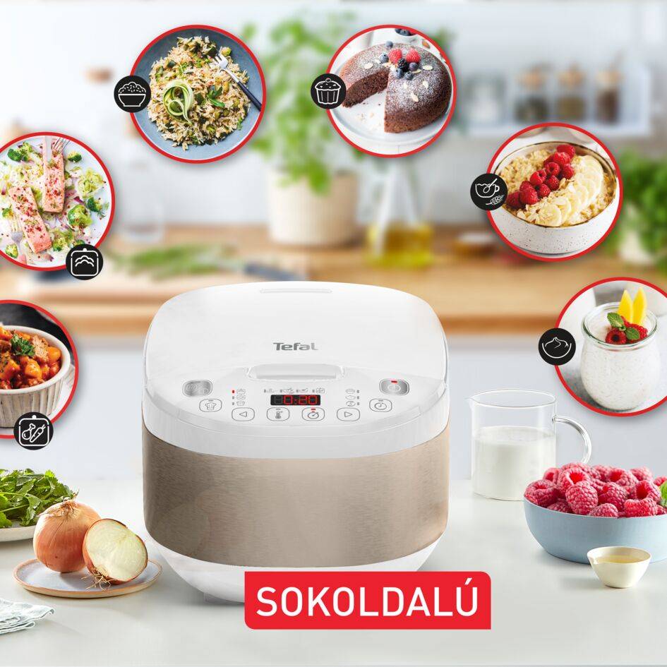 Tefal Simply Cook Plus multifunkciós elektromos főzőedény, ezüst/fehér, RK6221E1