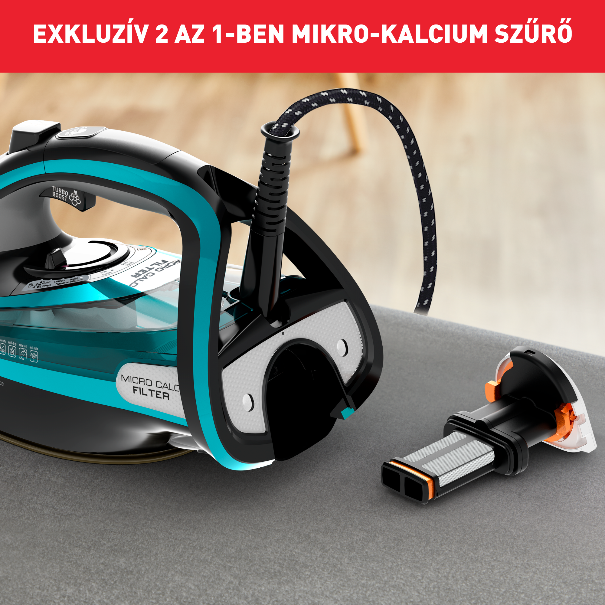 Gőzölős vasaló Tefal Ultimate Pure FV9844E0 Cián/Fekete