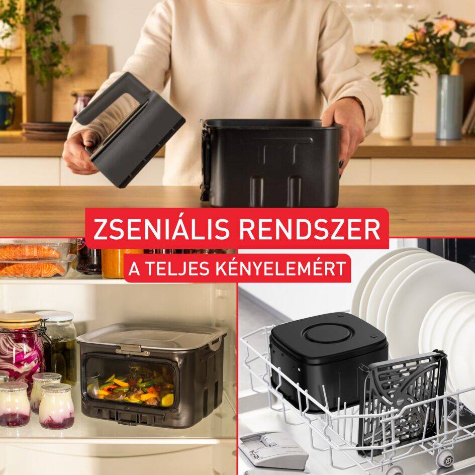 EY846HE0, Tefal Easy Fry Silence, csendes forrólevegős fritőz, 7 literes, sötétszürke