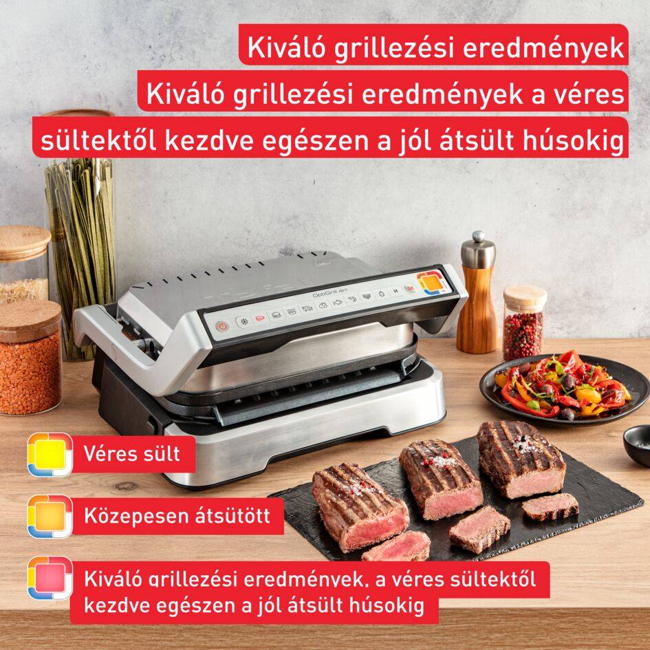 Elektromos grill Tefal OptiGrill 4az1-ben Inox GC774D30 Ezüst/Fekete