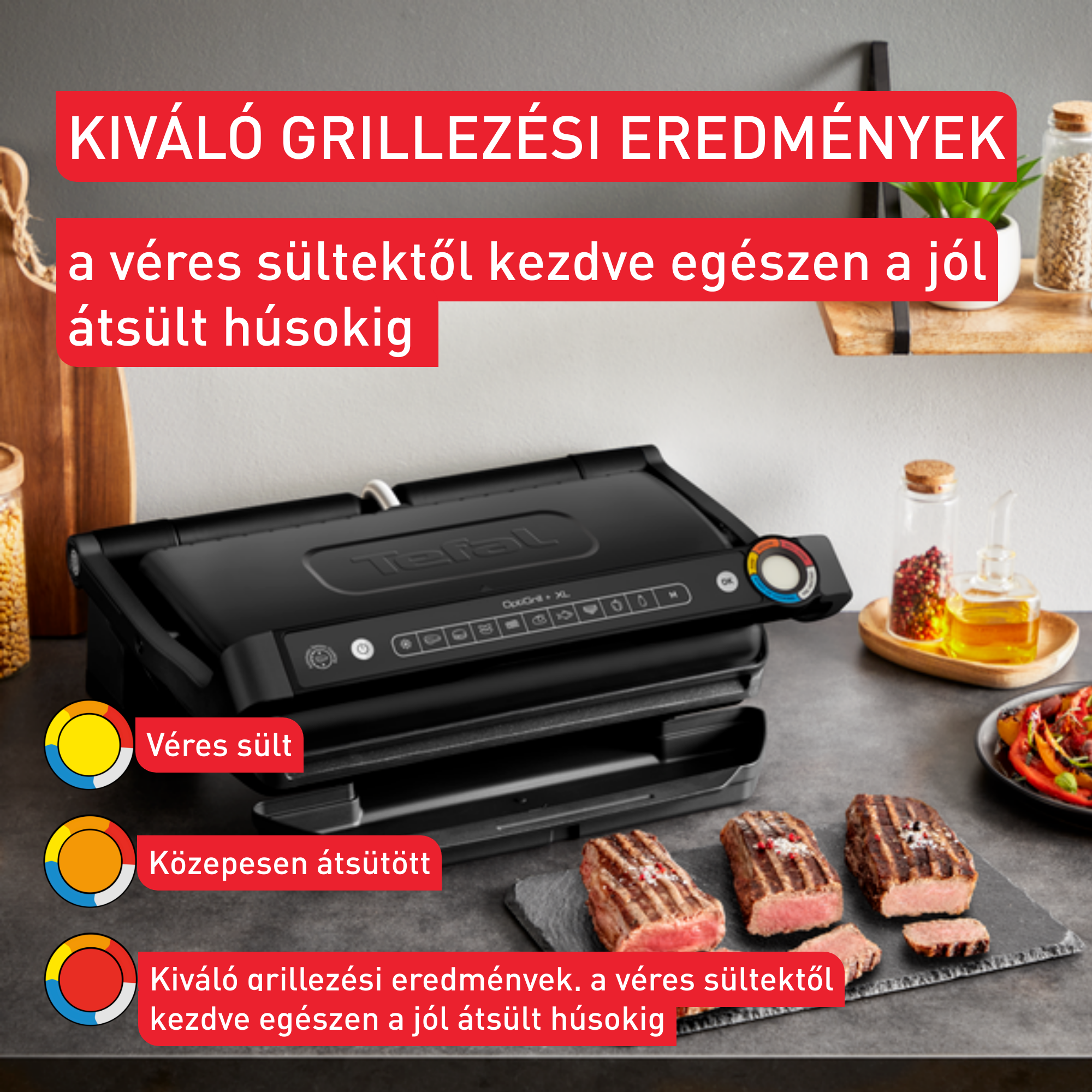 Intelligens elektromos kontaktgrill Tefal OptiGrill+ XL GC727810