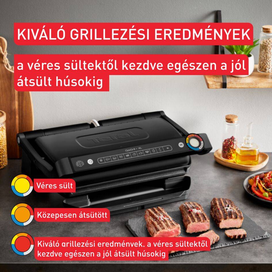 Intelligens elektromos kontaktgrill Tefal OptiGrill+ XL GC727810