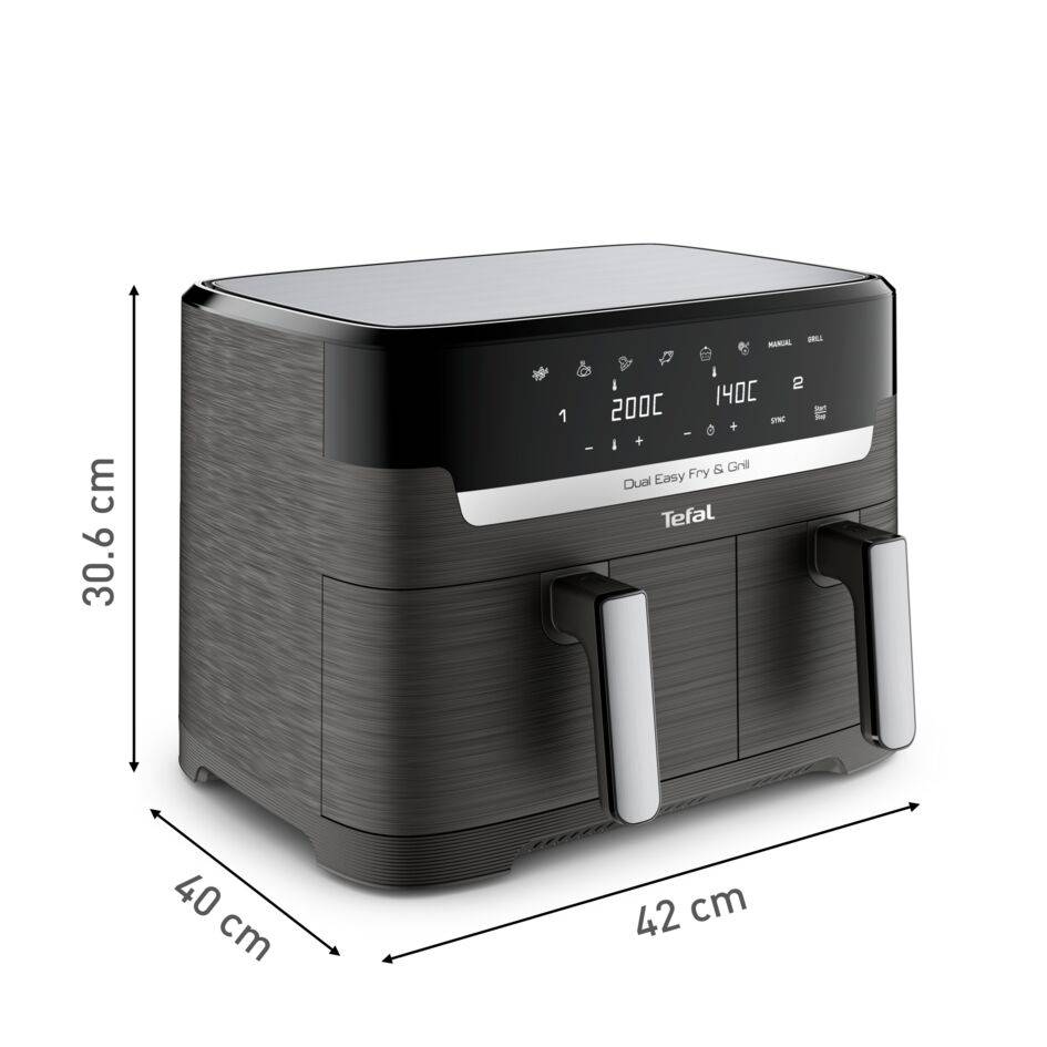 Forrólevegős fritőz Tefal Dual Easy Fry & Grill EY905B10 Fekete