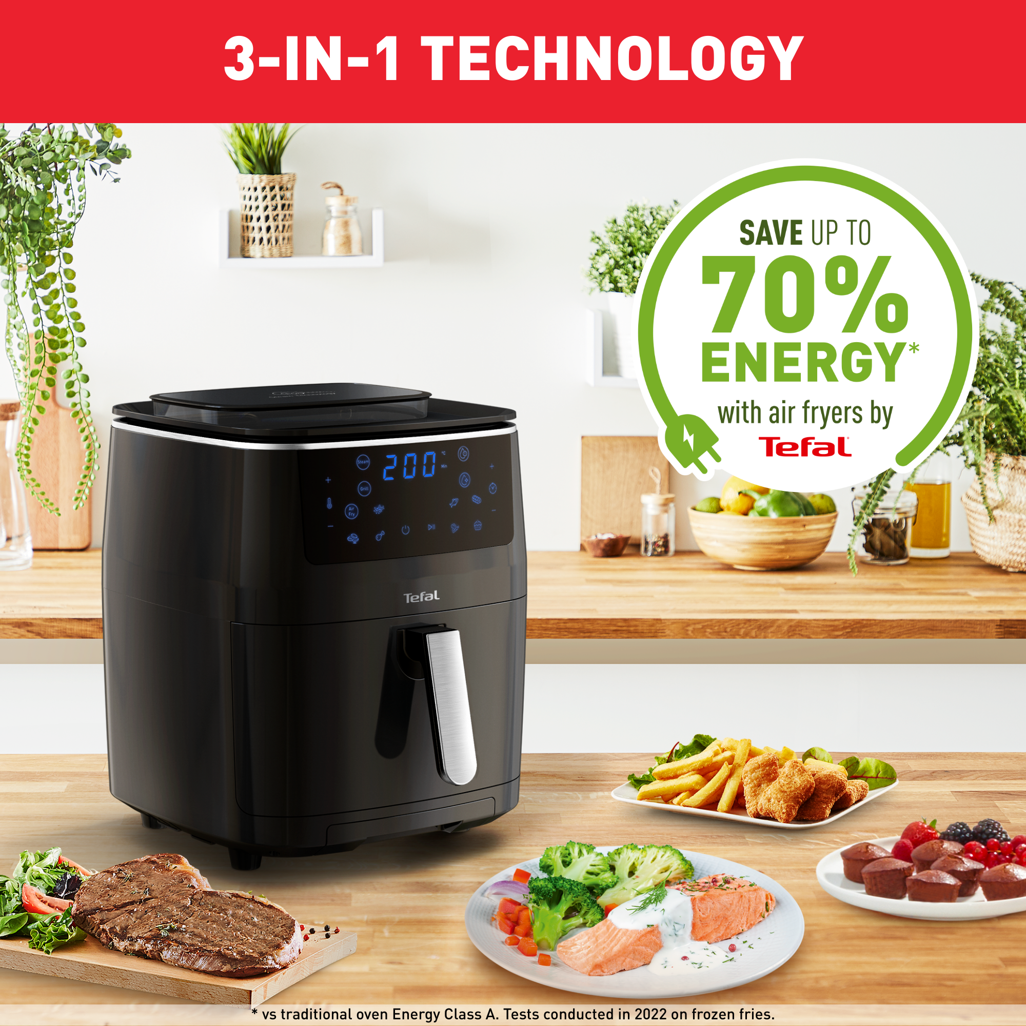 Forrólevegős fritőz Tefal Easy Fry & Grill & Steam 3az1-ben FW201815 Fekete