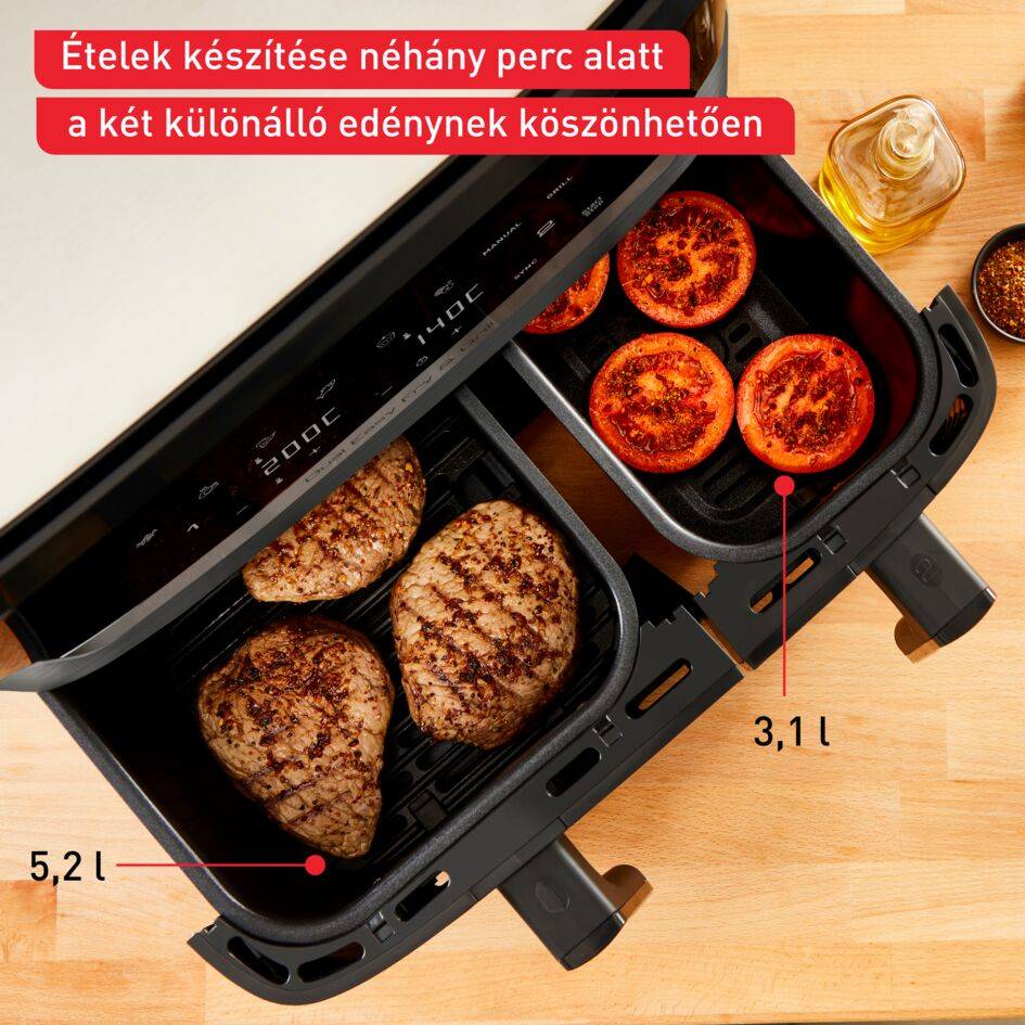 Forrólevegős fritőz Tefal Dual Easy Fry & Grill EY905B10 Fekete