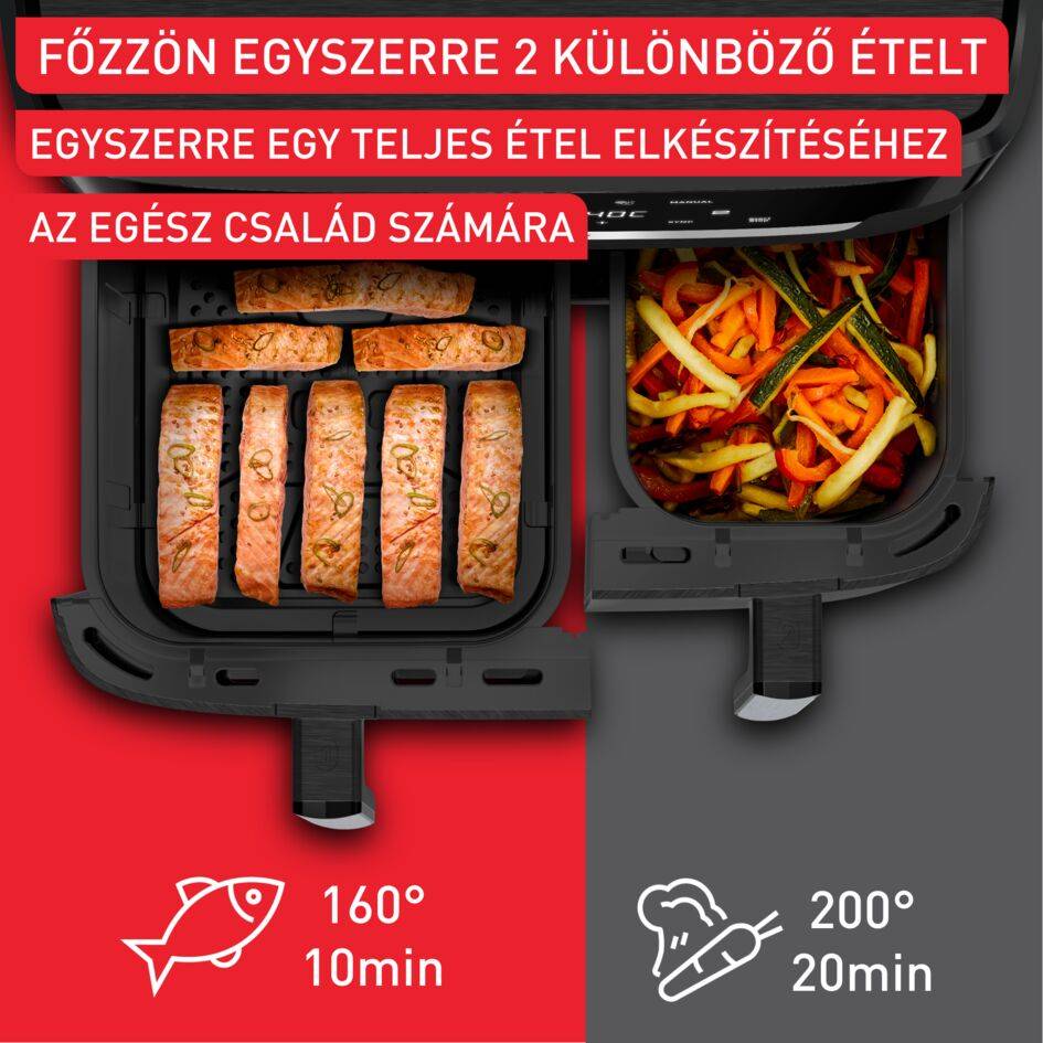 Tefal EY9428E0 Easy Fry Dual XXL légkeveréses fritőz 11 literes