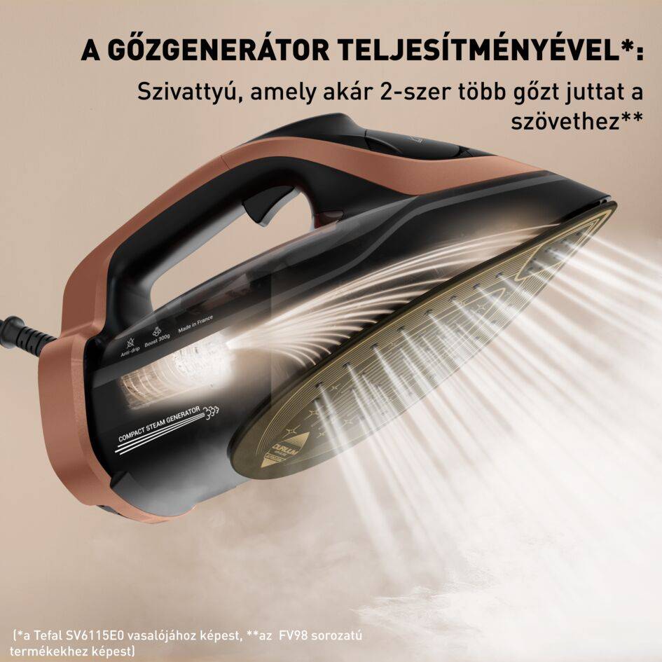 Gőzölős vasaló Tefal Ultimate Power Pro FV9E50E0 Rózsaarany/Fekete