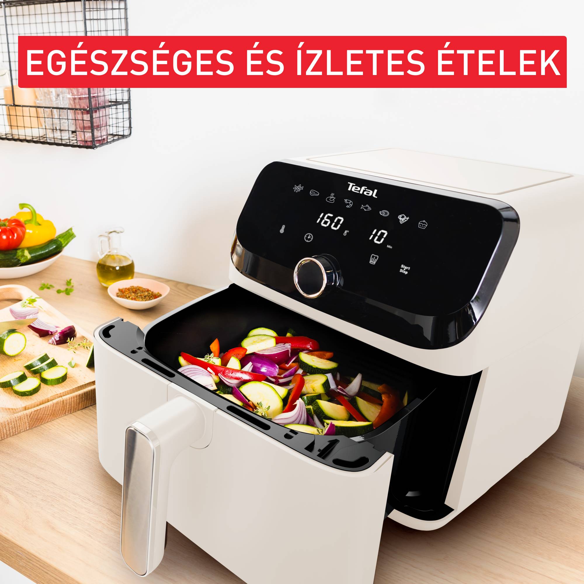 Tefal Easy Fry Mega, 7,5 l, EY855AE0, krémszínű