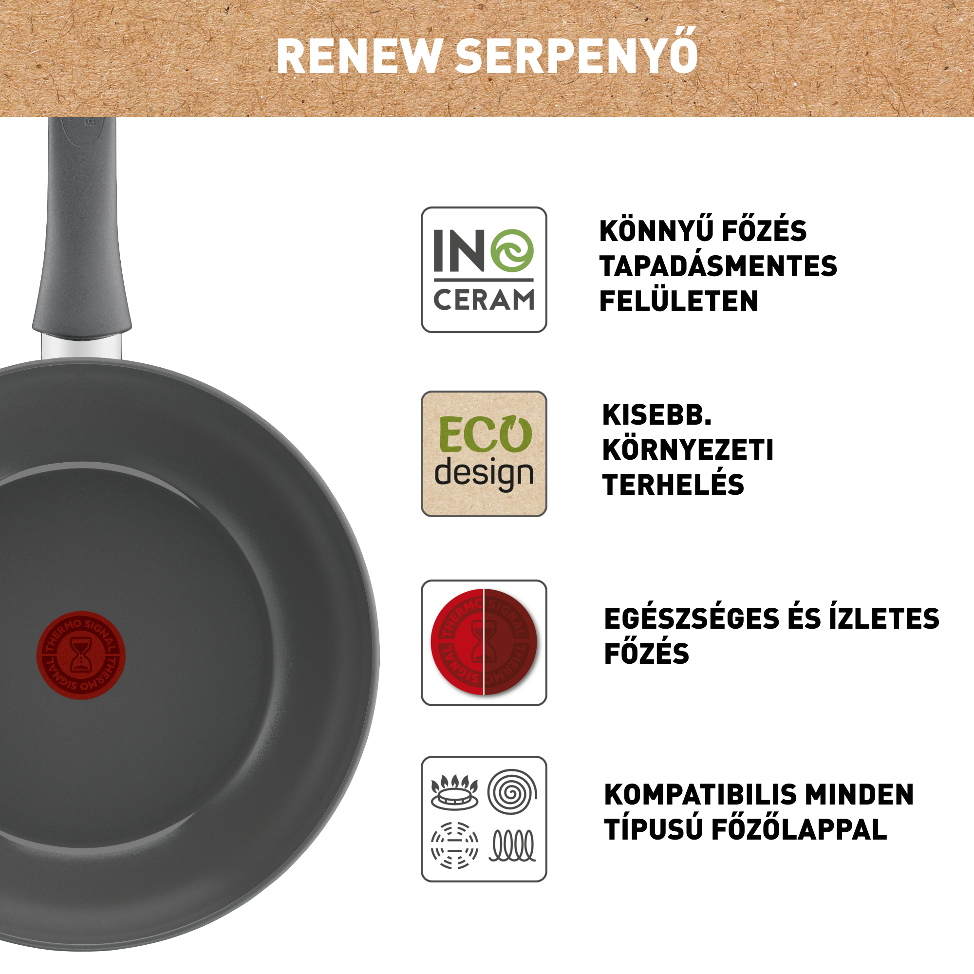 Wok serpenyő Tefal Renewal C4261943 28 cm Kerámia