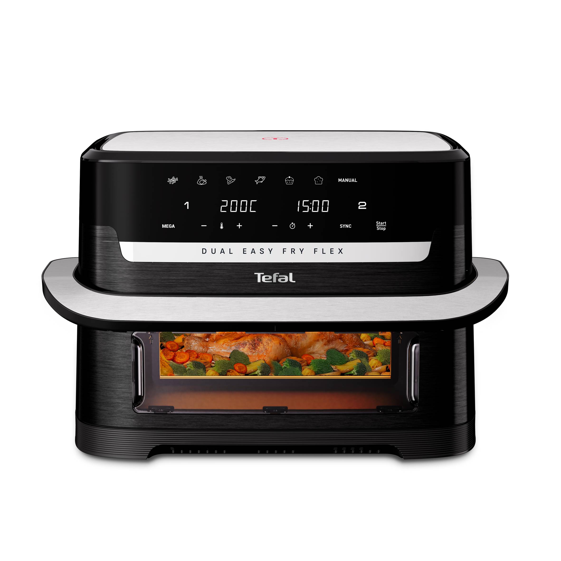 EY9228E0, Tefal Dual Easy Fry Flex 9 l dupla forrólevegős fritőz, fekete