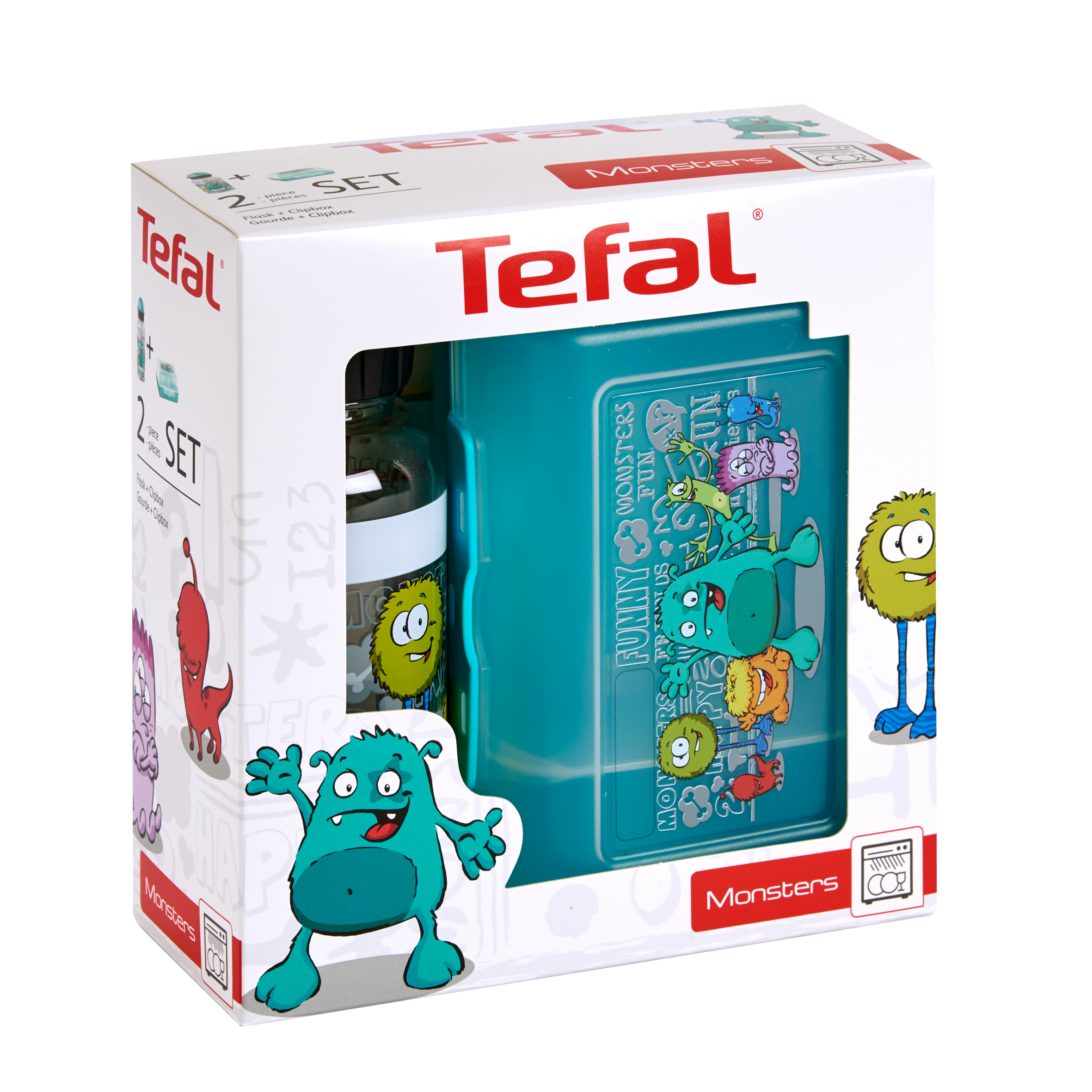 Gyerekkészlet Tefal Kids üvegek és üvegek Tritan 0,4 l K3169214 Türkiz szörny