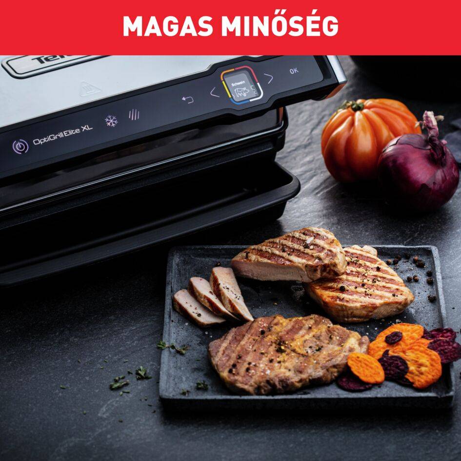 Elektromos grill Tefal OptiGrill Elite XL GC760D30 Ezüst/Fekete