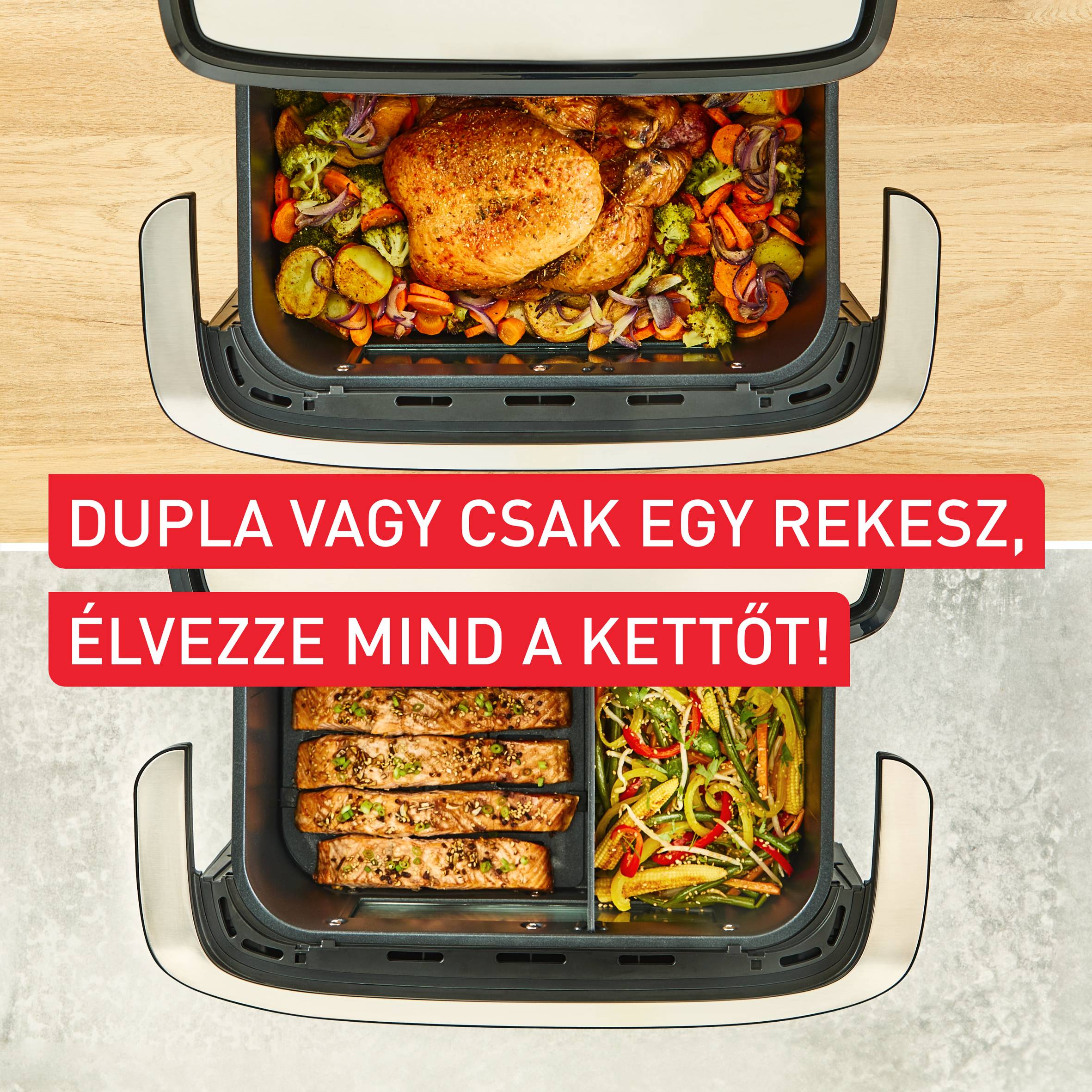 EY9228E0, Tefal Dual Easy Fry Flex 9 l dupla forrólevegős fritőz, fekete