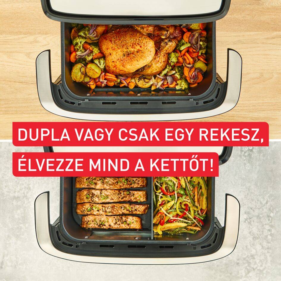 EY9228E0, Tefal Dual Easy Fry Flex 9 l dupla forrólevegős fritőz, fekete