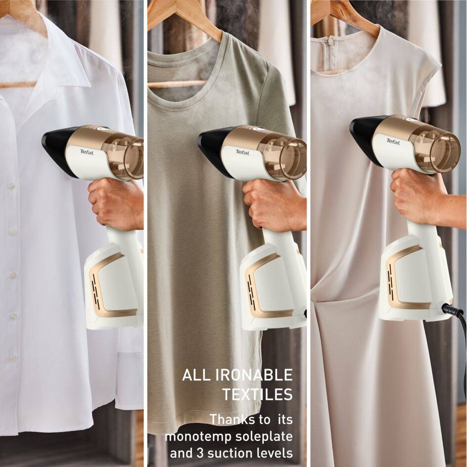 Tefal AeroSteam 2 az 1-ben kézi gőzölő és vasaló szívófunkcióval DT9820F0 Fehér/arany