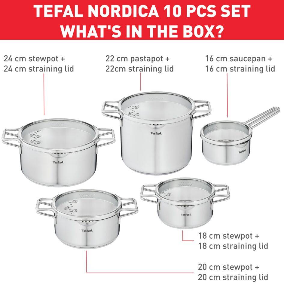 Edényszett Tefal Nordica H852SA55 10 db-os