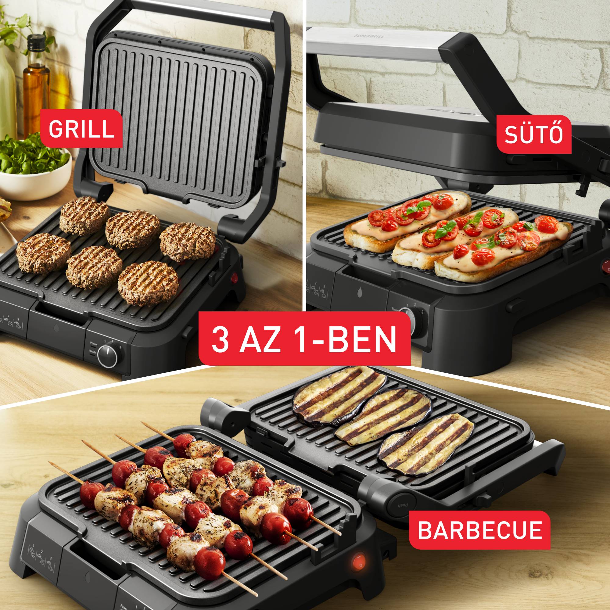 Elektromos grill Tefal SuperGrill 3 az 1-ben GC510DE0 Rozsdamentes acél